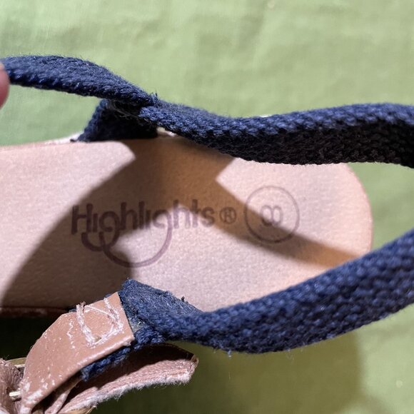 80s Vintage HighLights Blue Strappy Wedge Sandals with Rubber Sole Size 8 - Picture 9 of 10